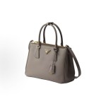 PRADA Galleria detachable and adjustable shoulder strap Logo letter handbag, medium-sized women\'s clay grey